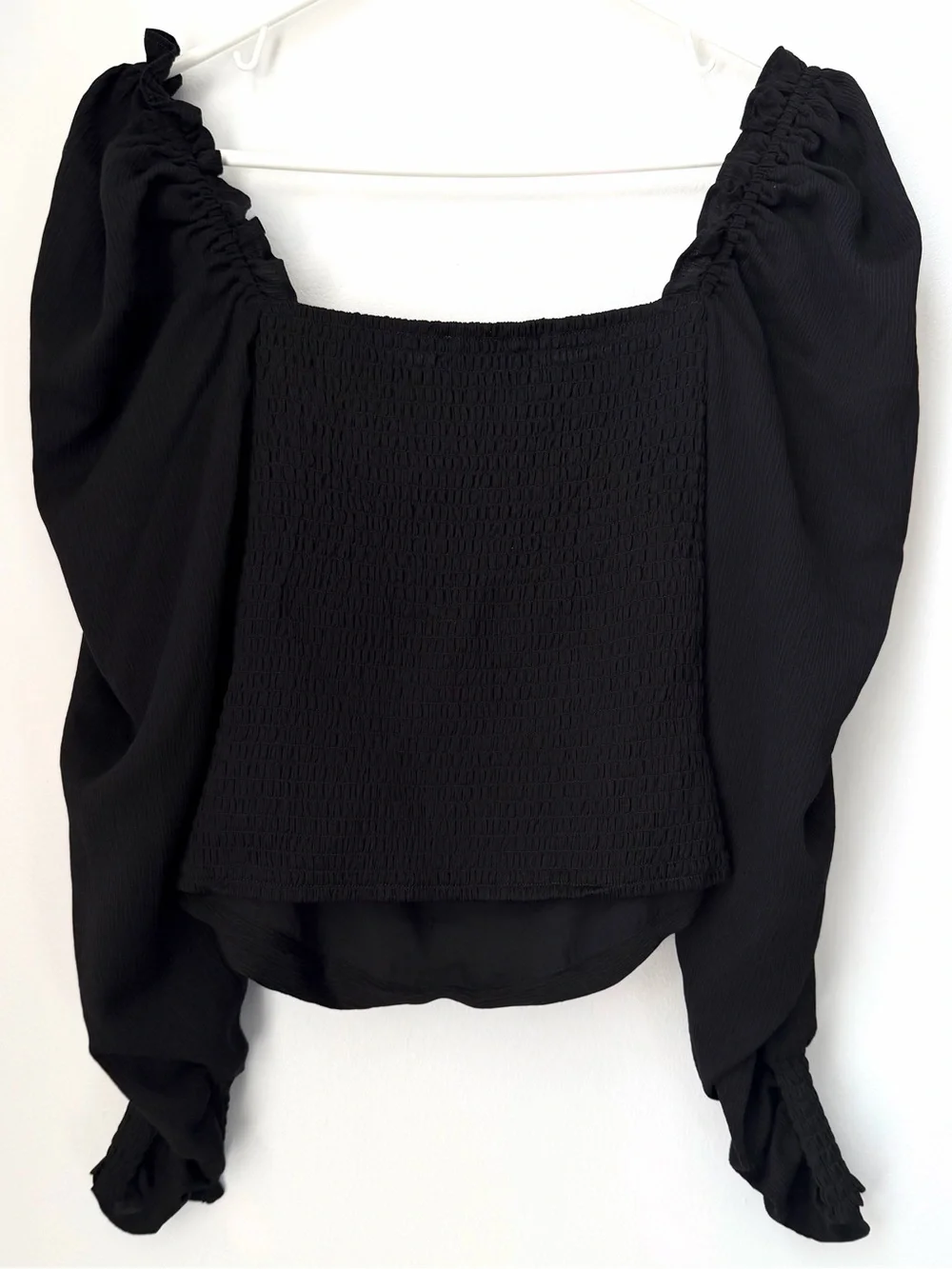 ASTR THE LABEL Puff Sleeve Square Neck Top Black Size Small